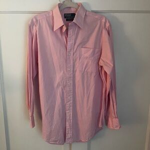 Polo by Ralph Lauren Men’s Pink/White Stripe Long Sleeve Button Down Shirt 15.5